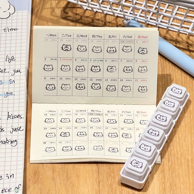 Rubber Date Stamp - Leuke katten cartoon persoonlijke afneembare fotosensitieve